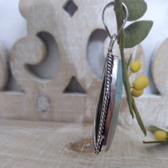 AMAZONITE GEMSTONE SILVER PENDANT NWOT - Picture 2 of 6